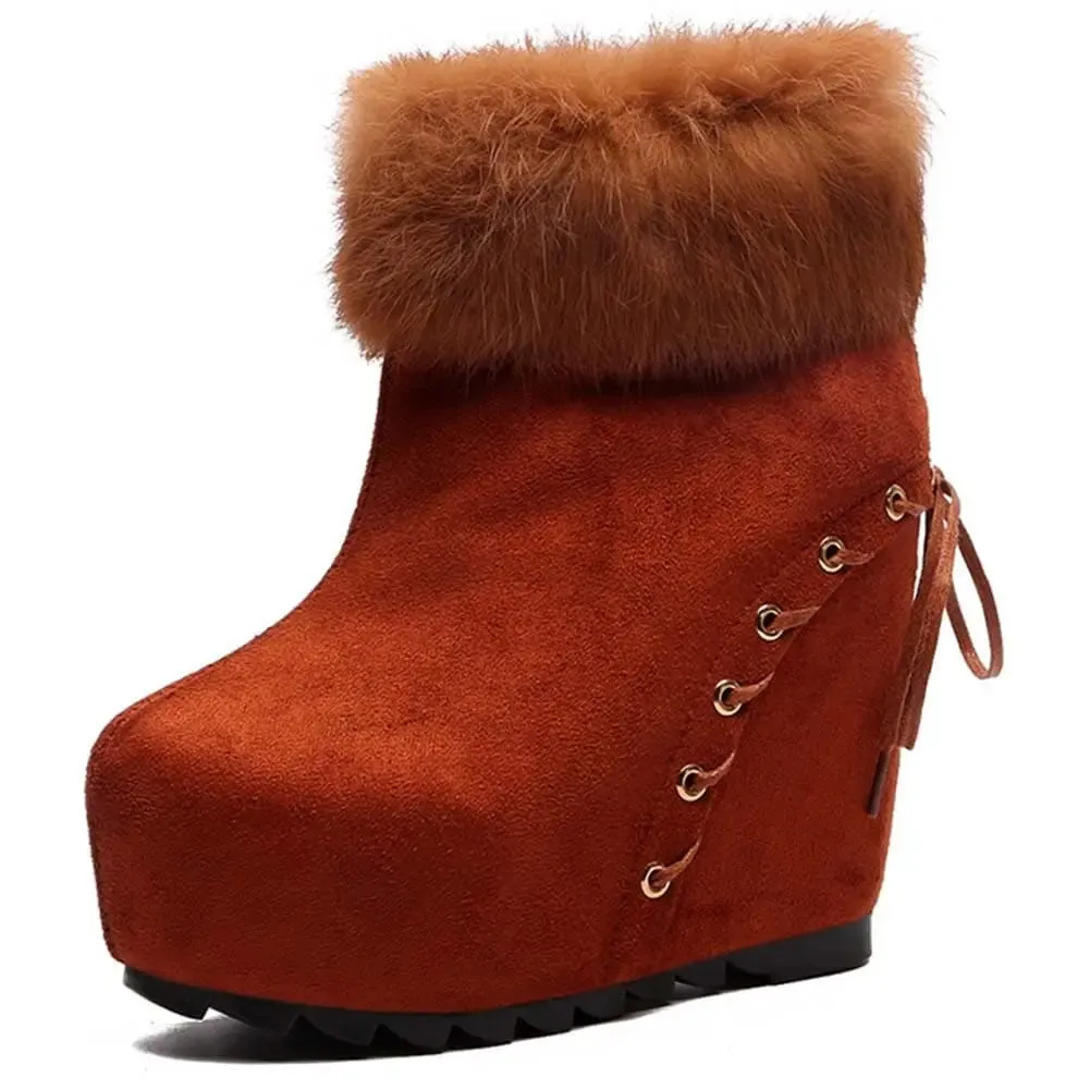 Women Warm Boots Platform High Heels RUSSIAN STYLE